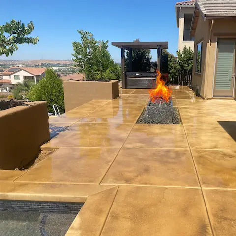 concrete deck with fire feature